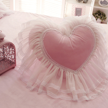 Cojín en forma de corazón con Jardín coreano de encaje para niña, sofá cama de terciopelo coral con relleno, regalo de princesa, Dec FG164 2024 - compra barato