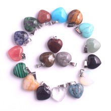 Wholesale 30pcs/lot Fashion High Quality Unakite Carnelian Natural Stone Mixed Charms Love Heart Necklace Pendants Free Shipping 2024 - buy cheap