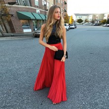 Женская шифоновая юбка в пол, длинная красная юбка на молнии, индивидуальный пошив, Новое поступление 2016 2024 - купить недорого