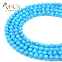 Natural Stone Beads Blue Turquoises Beads For Jewelry Making 4 6 8 10 12mm Round Loose Beads Diy Bracelet Wholesale Perles 2024 - buy cheap