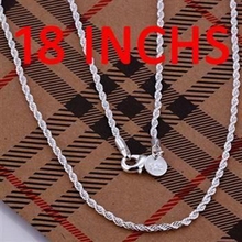 Hot! 925 jewelry silver plated Necklace, silver Necklace Pendant Shine Twisted Line 2mm 18 inches /MACQRIIC QGIAGWMY 2024 - buy cheap