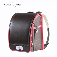 Japan school backpack for girls and boys orthopedic school bag with Bow buckle Student waterproof PU school Backpack Grades 1-5 2024 - buy cheap