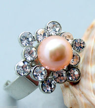 Hot sale new Style >>>> Real Nature 8-9mm Pink Freshwater Pearl Crystal Flower Adjustable Ring 2024 - buy cheap