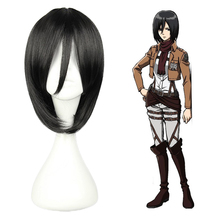 Головной убор для косплея из «атаки на Титанов», Mikasa Ackerman, черное аниме аксессуары для костюмированной вечеринки, короткие волосы, 35 см 2024 - купить недорого