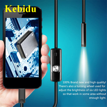 Kebidu 6 Telefone USB Endoscópio Endoscópio 720 P HD À Prova D' Água LED 1 m 7mm Endoscópio Serpente Tubo de Inspeção de Vídeo câmera Mais Novo 2024 - compre barato
