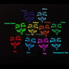 Máscara de vingança, 10 cores piscante dia das bruxas, el fio brilhante, festival, novidade, iluminação led, festa, carnaval, máscara 2024 - compre barato