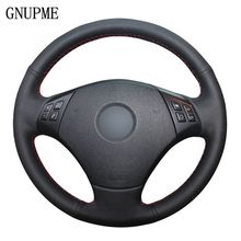 Gnuelegante capa para volante de carro, em couro artificial, preta, costurada à mão, para bmw e90 320 318i 320i 325i 330i 320d x1 328xi 2007 2024 - compre barato