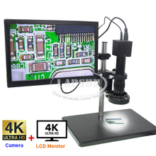 Lapsun-microscopio industrial All 4K 1080P HDMI UHD, conjunto de cámara + Monitor IPS 4K de 15,6 pulgadas + soporte + lente c-mount + 144 Anillo de luz LED 2024 - compra barato