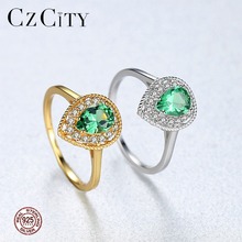 Czcity-novo design de luxo 925 prata esterlina, anéis para casamento, noivado, para mulheres, luxo, gota d'água, presente de natal 2024 - compre barato