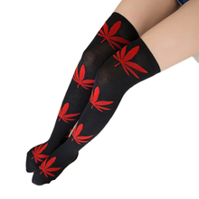 Lytwtw's Sexy Medias Fashion Autumn  Spring Women Maple Leaf Thigh High Below The Knee Stockings for Ladies Girls Long Stocking 2024 - buy cheap