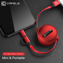 Cafele 2 in 1 Micro USB Cable for iPhone Mini USB Cable Retractable Portable Charging Cable for iPhone 8 7 6 5 Xiaomi Redmi 4X 2024 - buy cheap