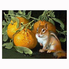 5D DIY Diamond Painting Squirrel&Fruit Orange Cross Stitch Full Diamond Animal Diamond Embroidery Rhinestones Christmas Gift 2024 - buy cheap