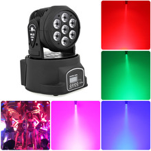 Светодиодный промывочный светильник с движущейся головкой 7x12 Вт, миниатюрный музыкальный звуковой светильник 7*12 Вт, сценический, Рождественский, праздничный светильник, лазерное шоу, диско, Dj, Dmx, RGBW, 4 в 1 светодиода 2024 - купить недорого