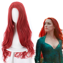 Aquaman-Peluca de Cosplay para mujer, ondulado y pelo sintético resistente al calor, color rojo, rizado largo, 85cm, fiesta, película 2024 - compra barato