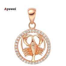 12 constellations Round Scorpio design glittering pink gold tone Fashion Jewelry Necklace pendant party  gift lucky LN598A 2024 - buy cheap