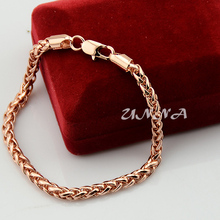 Man Women 5mm   Rose Gold Color Link Wheat Bracelet Chains UN05020302 2024 - buy cheap