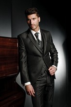 Custom Made Groom Tuxedo Shiny Black Groomsmen Notch Lapel Wedding/Dinner Suits Best Man Bridegroom (Jacket+Pants+Tie+Vest)B331 2024 - buy cheap