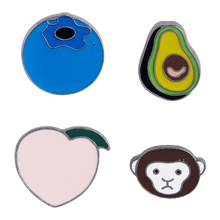Мультяшная жесткая эмалированная заколка в виде животных, фруктов, милой обезьяны, персика, авокадо, черника, металлическая брошка на кнопках, джинсовый значок в подарок 2024 - купить недорого
