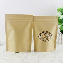 13*20+4cm 50pcs Stand Up Clear Window Brown kraft paper bags with Zipper lock for Food/Tea/Nut/Coffee Resealable Packaging Bag 2024 - buy cheap