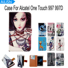 Ailishi-capa de luxo dobrável com espaço para cartões, capinha de couro pu para alcatel one touch 997 997d ot997 tcl s800 2024 - compre barato