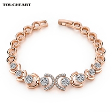 Toucheart amor ouro cor pulseira encantos femme casamento jóias finas vintage cristal corrente & link para feminino pulseiras sbr160112 2024 - compre barato