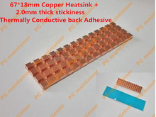 Disipador de calor de cobre de 67x18mm, adhesivo termal conductor de 2,0mm, radiador de disco sólido SSD M.2 NGFF 2280 PCI-E NVME 2024 - compra barato
