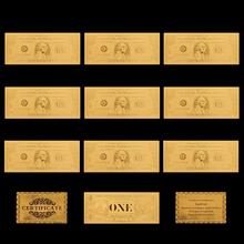 10 unidades de ouro 999 cédulas 1 dólar dinheiro notas bancárias ouro puro coleção de notas falsas e presentes de férias 2024 - compre barato