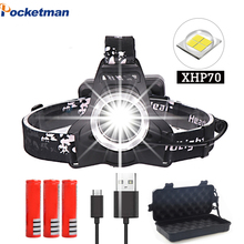 Powerful xhp70 headlight Super Bright Led Rechargeable usb Headlamp Torch xhp70 lantern 3*18650 battery for fishing camping 2024 - buy cheap