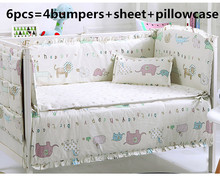 Promotion! 6PCS Customized Baby Bedding Set ,Crib Bedding Sets juego de cama (4bumpers+sheet+pillow cover) 2024 - buy cheap