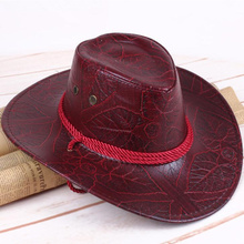 2019 New Classical Western Cowboy Hat For Men Women PU Leather Wide Brim Outdoor Jazz Sunhat Adjustable 2024 - buy cheap