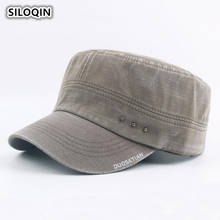 SILOQIN Men's Cap Washed 100% Cotton Vintage Army Military Hats Nails Decoration Flat Top Caps For Men Adjustable Size Dad's Hat 2024 - buy cheap