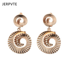 JERPVTE Bohemia Gold Silver Color Twisted Drop Earrings For Women Punk Big Round Long Dangle Earring Pendant Statement Jewelry 2024 - buy cheap