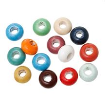 DoreenBeads 2018 New DIY Jewelry Ceramics European Style Charm Beads Round Multicolor Mixed At Random 15mm Dia Hole: 6mm, 10 PCs 2024 - buy cheap