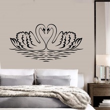 Vinyl wall applique swan bird love romantic bedroom decoration sticker home decor art mural wallpaper 2WS34 2024 - buy cheap