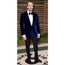 Dark Blue Velour Slim Fit Men Suit Set Groom Tuxedos Velvet Coat Prom Wedding Performance Suits Costume Homme(Jacket+Pants) 2024 - buy cheap