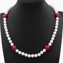 Collar de joyería hecho a mano para mujer, perlas de cristal de imitación de 8mm, cadena de Coral Artificial, collares, gargantillas 18 "A669 2024 - compra barato