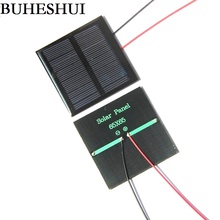 BUHESHUI Wholesale 0.6W 5.5V Solar Cell Polycrystalline Solar Panel DIY Solar Toy Panel+15CM Cable 65*65MM100pcs FreeShipping 2024 - buy cheap