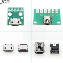 JCD 5pcs/lot Mini / Micro USB SMD to DIP Adapter Female Socket Connector Module Board Panel Female 5-Pin Pinboard PCB 2024 - buy cheap