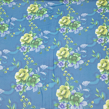 Floral print on blue bottom pure silk georgette gauze silk fabric thin,SCG400 2024 - buy cheap
