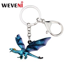 WEVENI Acrylic Halloween Flying Dragon Key Chains Keychains Ring Unique Animal Jewelry For Women Girls Cheap Bag Car Charm Gift 2024 - buy cheap