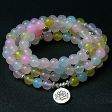 Pulseira de pedra florida feminina 108, bracelete artesanal para mulheres, ioga mala ou colar de lótus om 2024 - compre barato