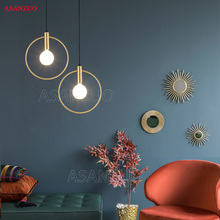 Luminária pendente moderna para sala de jantar, lobo, anel único, artes, decoração, iluminação, maior, ouro, lâmpada pingente e27 2024 - compre barato