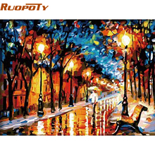 RUOPOTY Walking Rain DIY живопись по номерам абстрактная Современная ручная роспись маслом на холсте домашний Настенный декор для гостиной 2024 - купить недорого