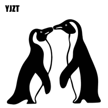 YJZT-pegatina decorativa de dibujos animados para coche, vinilo para puerta de coche, C4-2157 negro/plateado, pingüinos besándose, 15,6 CM x 14,2 CM 2024 - compra barato