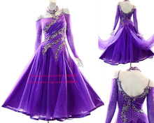 Женское платье для Бальных соревнований, Высококачественная фиолетовая юбка для вальса на заказ, стандартное платье для бальных танцев для взрослых 2024 - купить недорого