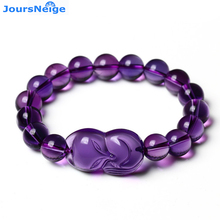 Pulseira de cristal roxo e luz aberta, bracelete redondo com contas pixiu da sorte para mulheres, joias da moda de casamento 2024 - compre barato