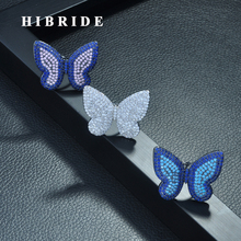HIBRIDE Высокое качество модное уникальное регулируемое кольцо микро проложенное сияющее CZ подвижная форма бабочки ювелирные изделия подарок для вечеринки R-261 2024 - купить недорого