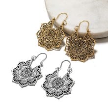 1 Pair Antique Vintage Earrings Mandala Flower Drop Dangle Earring For Women Girl Tribal Hollow Floral Earrings Pendants Beauty 2024 - buy cheap