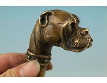 Estatua de perro tallado a mano, bastón viejo Qing Ming, cabeza de bastón chino de latón tallado a mano 2024 - compra barato