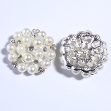 5PCS 26MM Fashion Pearl Ivory Buttons For Clothing Decoration Rhinestone Buttons For Wedding Invitation 2024 - buy cheap